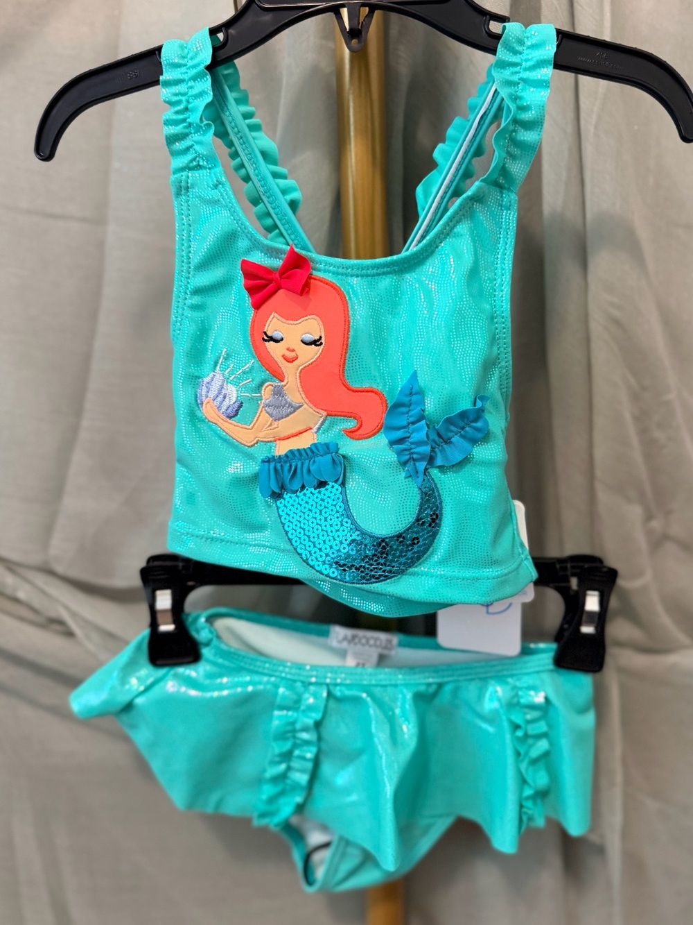 Flapdoodles Shimmery Turquoise Ruffle Swim Bottom